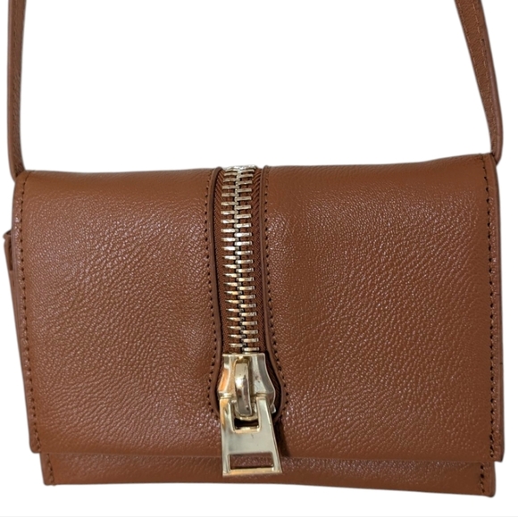 Sergio Ferreti Bag Womens Y2K Elevated Basic Tan Leather Gold Zipper Crossbody - Picture 1 of 15